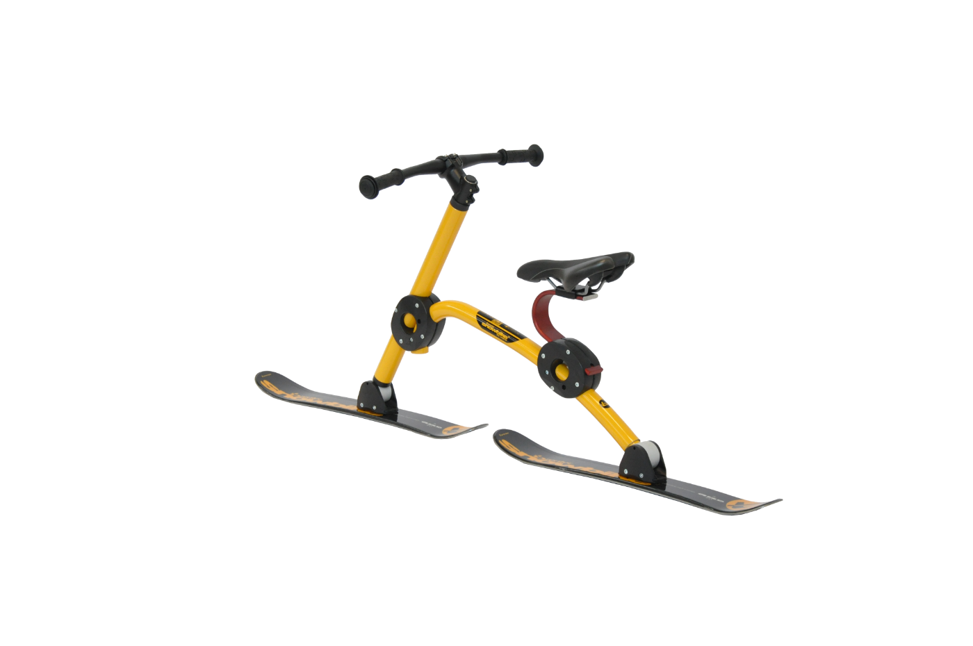 Brenter K6 Kiddy Skibike front close-up showing safe steering system for very young skiers