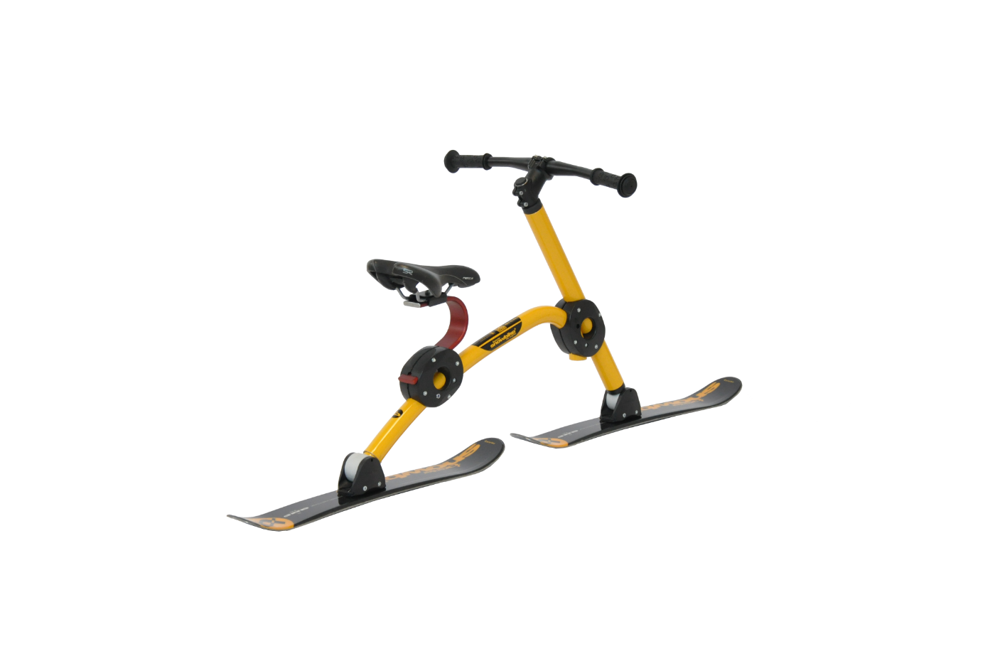 Brenter K6 Kiddy Skibike colour options and frame detail for children's alpine snow biking