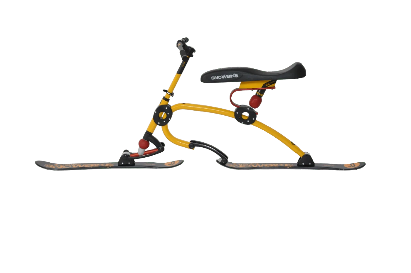 Brenter C6 Skibike side profile highlighting carbon frame construction and ski geometry