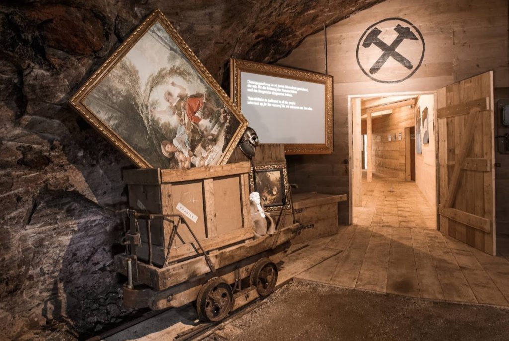 Interactive museum display showcasing WWII history and artifacts hidden in the Altaussee Salt Mine